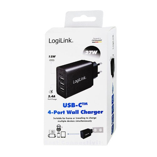 LogiLink PA0221 mobile device charger Universal Black AC Fast charging Indoor