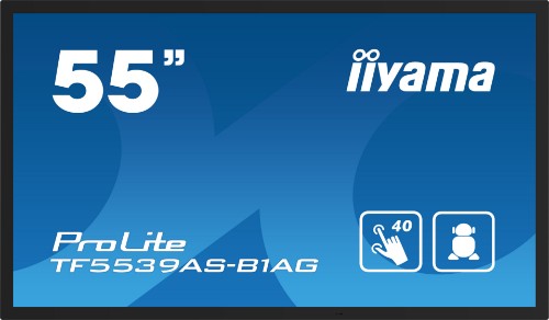 iiyama TF5539AS-B1AG Signage Display Kiosk design 138.7 cm (54.6") LED 435 cd/m² 4K Ultra HD Black Touchscreen Built-in processor Android 11 24/7