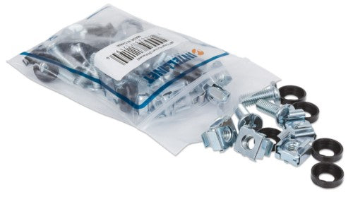 Intellinet Cage Nut Set (20 Pack), M6 Nuts, Bolts and Washers, Suitable for Network Cabinets/Server Racks, Plastic Storage Jar, Lifetime Warranty