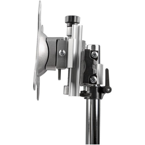 StarTech.com Dual Monitor Stand - Ergonomic Free Standing Dual Monitor Desktop Stand for two 24" VESA Mount Displays - Synchronized Height Adjustable - Double Monitor Pole Mount - Silver