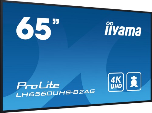 iiyama LH6560UHS-B2AG Signage Display Digital A-board 163.8 cm (64.5") LED Wi-Fi 500 cd/m² 4K Ultra HD Black Built-in processor Android 11 24/7