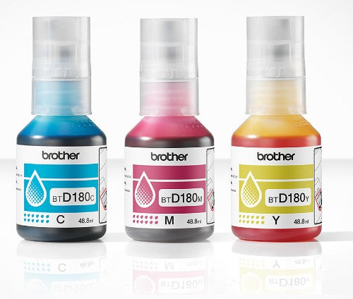 Brother BT-D180CLVAL Ink bottle Multipack C,M,Y, 3x5K pages ISO/IEC 19752 48.8ml Pack=3 for Brother DCP-T 580 DW