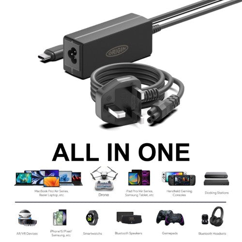 Origin Storage Origin 65W USB-C Adapter with UK Cable