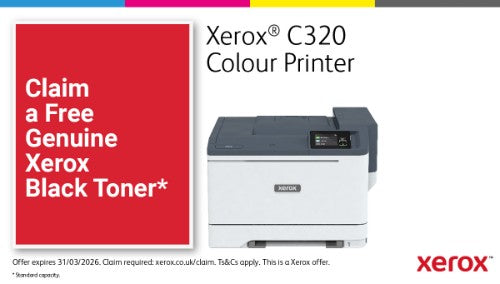 Xerox C320 A4 33ppm Wireless Duplex Printer PS3 PCL5e/6 2 Trays Total 251 Sheets