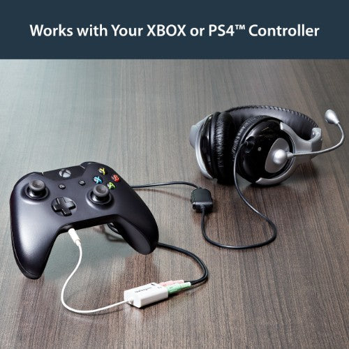 StarTech.com White headset adapter for headsets with separate headphone / microphone plugs - 3.5mm 4 position to 2x 3 position 3.5mm M/F