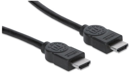 Manhattan HDMI 4K@30Hz Cable with Ethernet, 1m, Male to Male, Black, Ultra HD 4k x 2k, Fully Shielded, Gold Plated Contacts, Lifetime Warranty, High Speed, Equivalent to HDMM1MHS