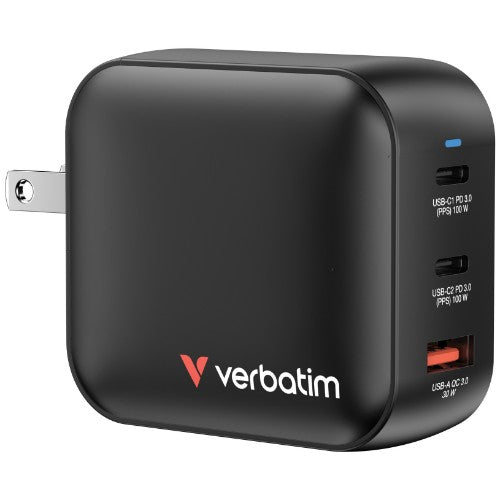 Verbatim GaN Charger 100W Universal Black AC Fast charging Indoor