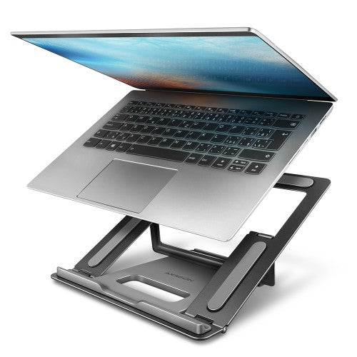 Axagon STND-L Aluminum stand for laptops size 10"–17.3". Eight adjustable height and angle. Grey version.