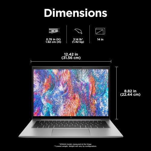 HP ZBook Firefly G11 Intel Core Ultra 7 155U Mobile workstation 35.6 cm (14") WUXGA 32 GB DDR5-SDRAM 1 TB SSD Wi-Fi 6E (802.11ax) Windows 11 Pro AI PC Grey