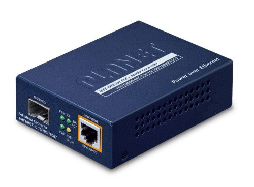 PLANET IEEE802.3af/at PoE 10/100/1000 network media converter 1000 Mbit/s Blue