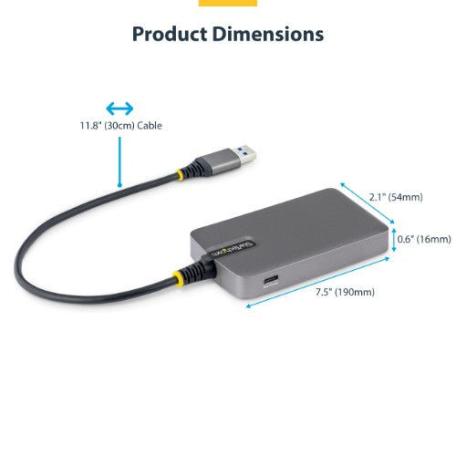 StarTech.com 4-Port USB-A Hub, 5Gbps, Bus Powered, USB-A to 4x USB-A Hub with USB-C Auxiliary Power Input, 1ft/30cm Host Cable, Portable Desktop/Laptop USB Hub