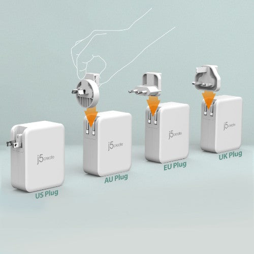 j5create JUP43130F-FN 130W GaN USB-C® 4-Port Charger - UK