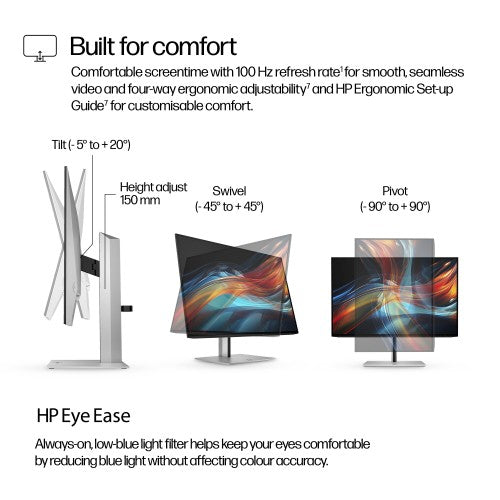 HP Series 7 Pro 24 inch WUXGA USB-C Monitor - 724pu PVC Free