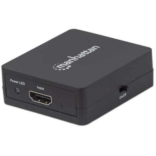 Manhattan HDMI Splitter 2-Port , 1080p, Black, Displays output from x1 HDMI source to x2 HD displays (same output to both displays), USB-A Powered (cable included, 0.7m), Three Year Warranty