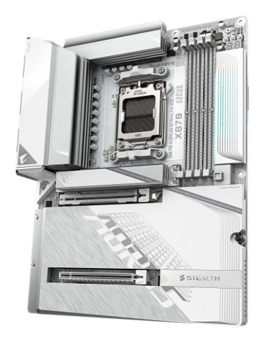 GIGABYTE X870 AORUS STEALTH ICE Motherboard - Supports AMD Ryzen 9000 CPUs, 16+2+2 Phases Digital VRM, up to 8200Hz DDR5 (OC), 2xPCIe 5.0 + 2xPCIe 4.0, Wi-Fi 7, 5 GbE LAN, USB 4