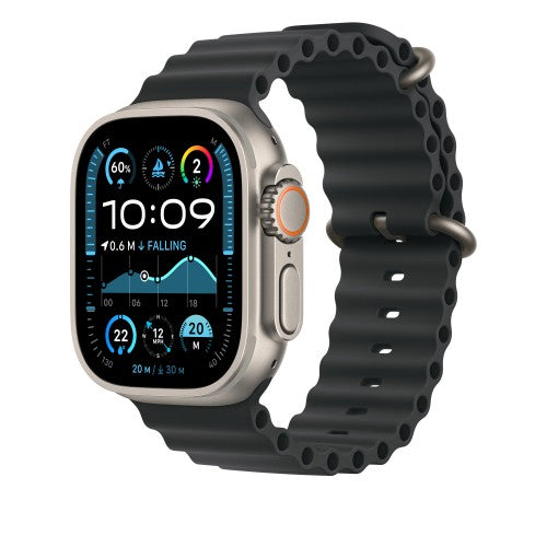 Apple 49mm Black Ocean Band Extension - Natural Titanium Finish