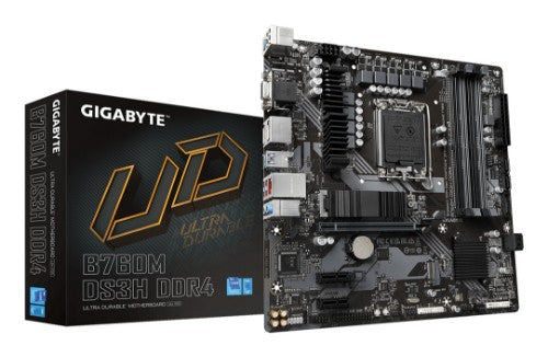 GIGABYTE B760M DS3H DDR4 Motherboard - Supports Intel Core 14th Gen CPUs, 6+2+1 Phases Digital VRM, up to 5333MHz DDR4 (OC), 2xPCIe 4.0 M.2, 2.5GbE LAN, USB 3.2 Gen2