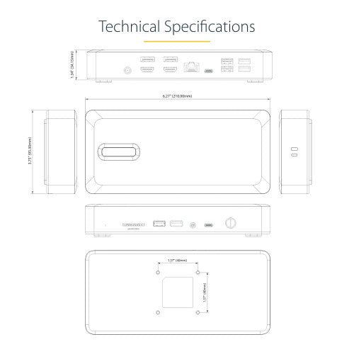 StarTech.com Universal USB4 & Thunderbolt 4 Docking Station, Quad Display on Windows, Dual Display on MacBook, HDMI DP Dock with 98W Laptop Charging