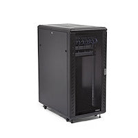 StarTech.com 4-Post 25U Server Rack Cabinet, Lockable 19" Data Rack Cabinet for Computer / AV / IT Equipment, Office / Home Network Rack with Casters & Adjustable Mounting Rails