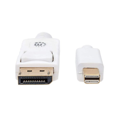 Manhattan Mini DisplayPort 1.2 to DisplayPort Cable, 4K@60Hz, 2m, Male to Male, White, Lifetime Warranty, Equivalent to MDP2DPMM2MW