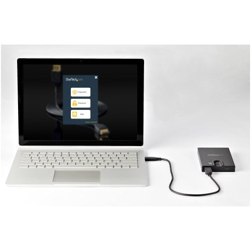 StarTech.com Biometric Enclosure - Encrypted USB 3.0 2.5" SATA Hard Drive Enclosure - Fingerprint/Password Access - 256-bit AES Data Encryption - Secure External USB 3.1 Gen 1 to HDD/SSD