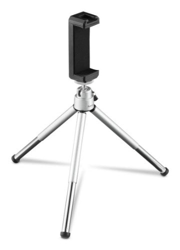 Hama Fancy 2in1 Mini Tripod for Mobile Phone & Camera (¼), Travel Tripod, 16cm, silver