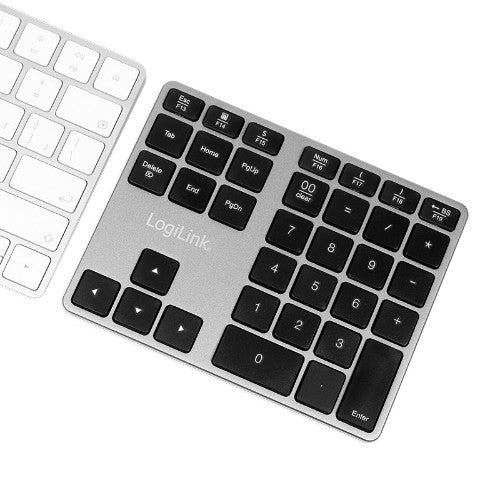 LogiLink ID0187 numeric keypad Universal Bluetooth Aluminium, Black
