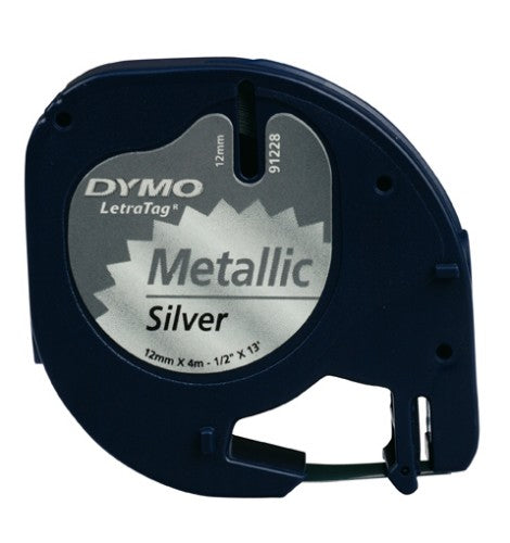 Dymo 91208/S0721730 DirectLabel-etikettes silver 12mm x 4m for Dymo LetraTag