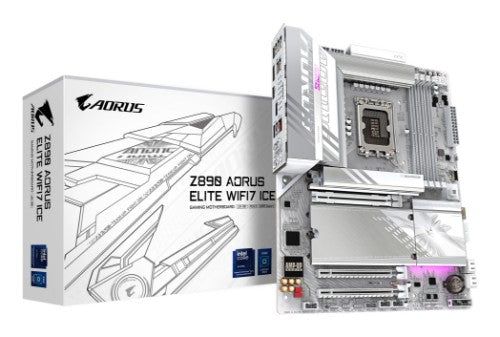 GIGABYTE Z890 AORUS ELITE WIFI7 ICE Motherboard - Supports Intel Core Ultra (Series 2) CPUs, 16+1+2 phases VRM, up to 8800MHz DDR5 (OC), 1xPCIe 5.0 + 3xPCIe 4.0, Wi-Fi 7, 2.5GbE LAN, Thunderbolt 4