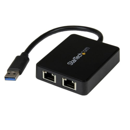 StarTech.com USB 3.0 to Dual Port Gigabit Ethernet Adapter NIC w/ USB Port
