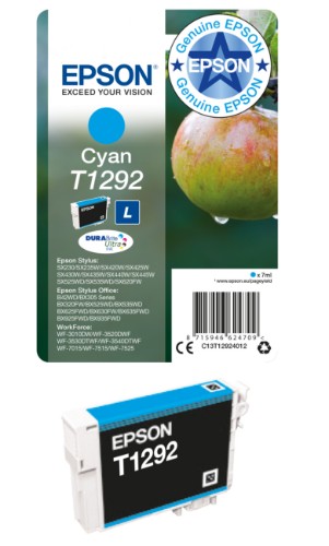 Epson C13T12924012/T1292 Ink cartridge cyan, 460 pages ISO/IEC 19752 7ml for Epson Stylus BX 320/SX 235 W/SX 420/SX 525/WF 3500