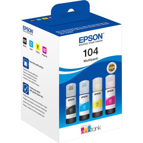 Epson C13T00P640/104 Ink bottle multi pack Bk,C,M,Y 65ml 1x4500pg + 3x7500pg Pack=4 for Epson ET-2710