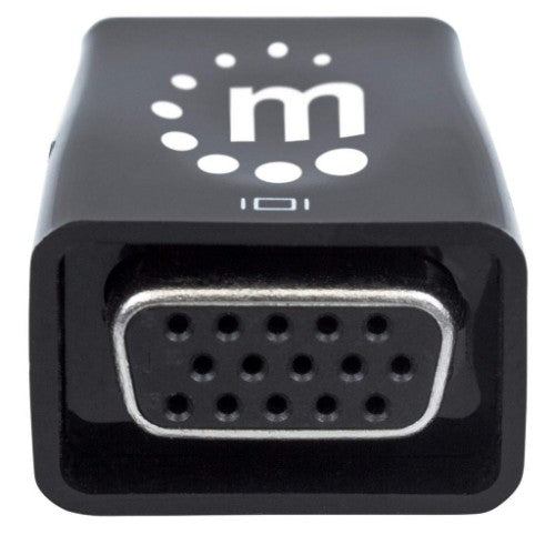 Manhattan HDMI to VGA (with Audio) Converter, 1080p, Male to Female, Micro-USB Power Input Port for additional power if needed, Black, Three Year Warranty