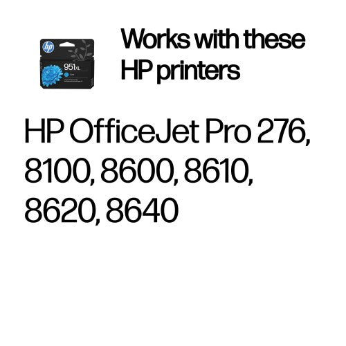 HP CN046AE/951XL Ink cartridge cyan high-capacity, 1.5K pages ISO/IEC 24711 24ml for HP OfficeJet Pro 8100/8610/8620