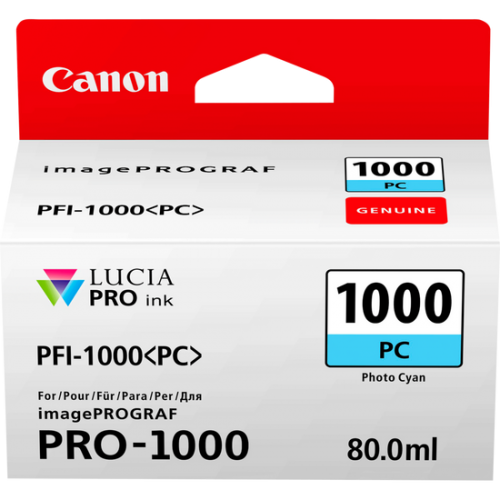 Canon 0550C001/PFI-1000PC Ink cartridge light cyan, 5.14K pages 80ml for Canon Pro 1000