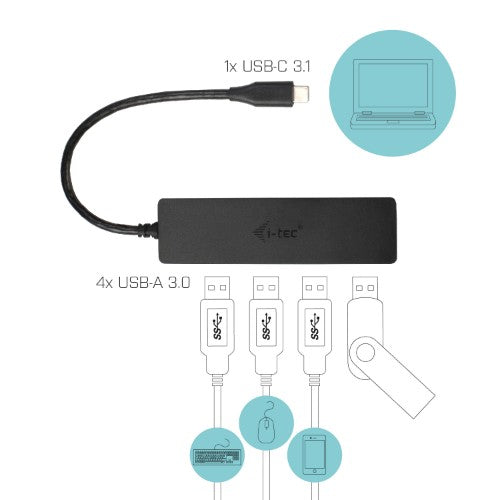 i-tec Advance USB-C Slim Passive HUB 4 Port
