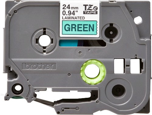 Brother TZE-751 DirectLabel black on green Laminat 24mm x 8m for Brother P-Touch TZ 3.5-24mm/HSE/36mm/6-24mm/6-36mm