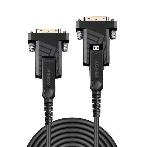 Lindy 10m Fibre Optic Hybrid Micro-HDMI 18G Cable with Detachable HDMI and DVI Connectors