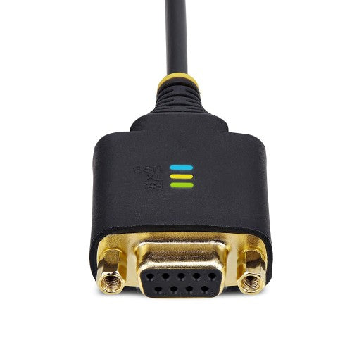 StarTech.com 1ft (30cm) USB to Null Modem Serial Adapter Cable, COM Retention, FTDI, USB-A to DB9 RS232, Interchangeable DB9 Nuts/Screws, Windows/macOS/Linux