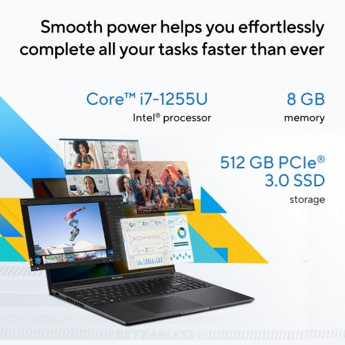 ASUS Vivobook 16 X1605ZA-MB116W Intel® Core™ i7 i7-1255U Laptop 40.6 cm (16") WUXGA 8 GB DDR4-SDRAM 512 GB SSD Wi-Fi 6 (802.11ax) Windows 11 Home Silver