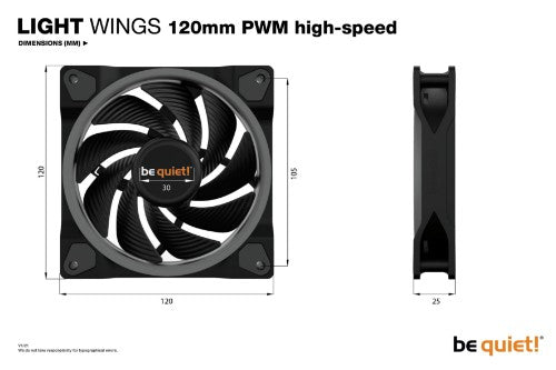 be quiet! Light Wings 120mm ARGB PWM High Speed Fan Black