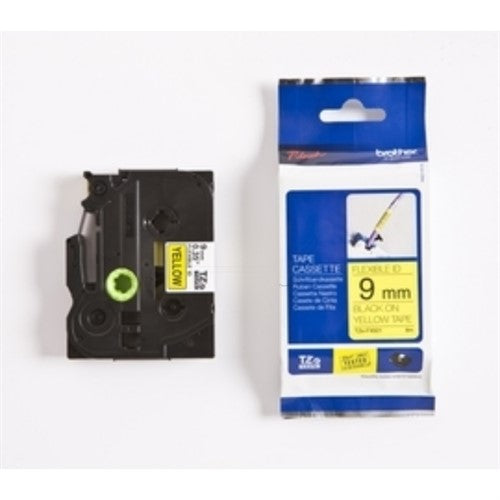 Brother TZE-FX621 DirectLabel black on yellow Laminat 9mm x 8m for Brother P-Touch TZ 3.5-18mm/6-12mm/6-18mm/6-24mm/6-36mm