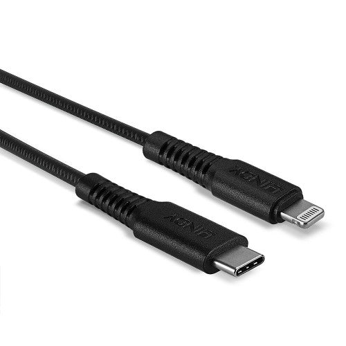 Lindy 1m Reinforced USB Type C to Lightning Charge and Sync Cable