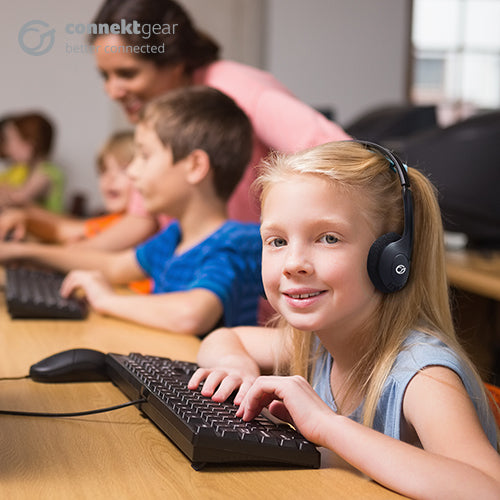 connektgear HP503 Basic Stereo PC On-Ear Headset with In-Line Mic and Volume Control - Black