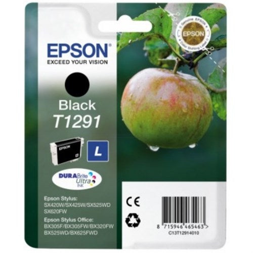 Epson C13T12914012/T1291 Ink cartridge black, 380 pages ISO/IEC 19752 11,2ml for Epson Stylus BX 320/SX 235 W/SX 420/SX 525/WF 3500