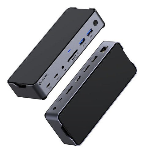 eSTUFF GLB232006 laptop dock/port replicator Wired Aluminium