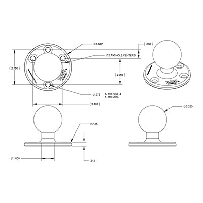 RAM Mounts Large Round Plate with Ball