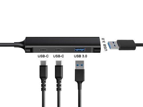 Conceptronic HUBBIES 4-Port USB 3.0 Hub, 2 USB-C & 2 USB-A ports, aluminum case, USB-C connector