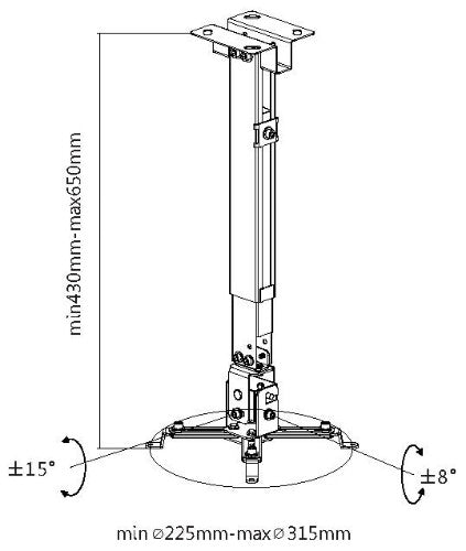 Equip Projector Ceiling Wall Mount Bracket, Black