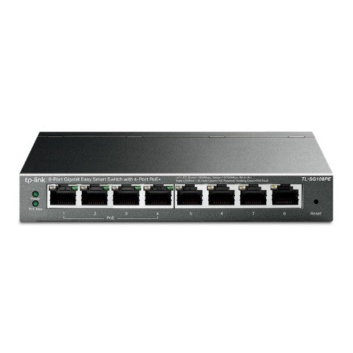 TP-Link TL-SG108PE network switch Managed L2 Gigabit Ethernet (10/100/1000) Power over Ethernet (PoE) Black